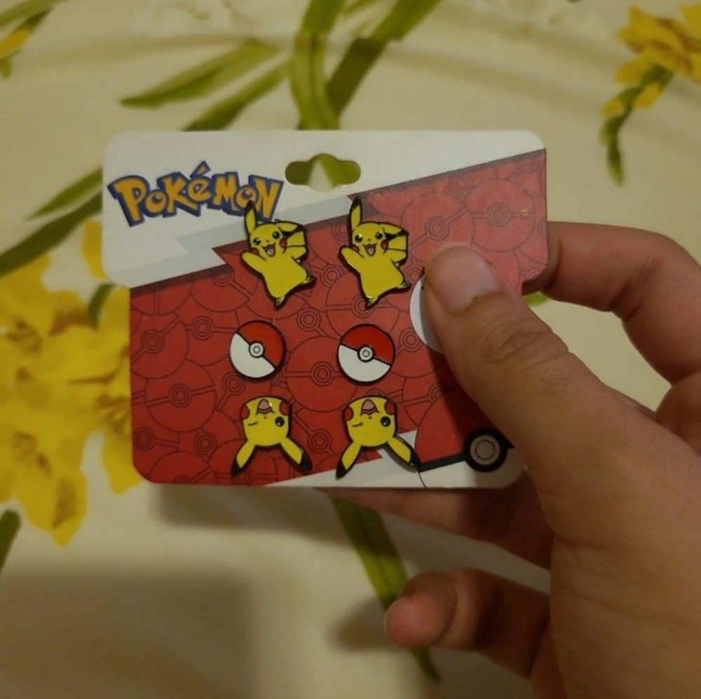 Pokemon Pikachu and Pokeball Earring Set - Red and Yellow